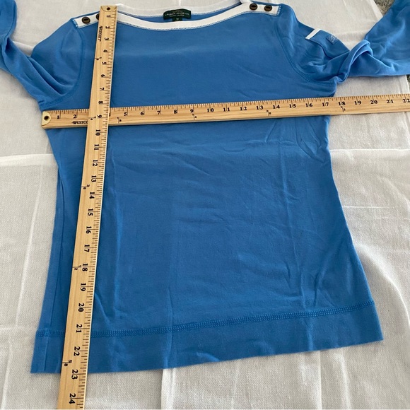 LRL Lauren Jean co blue knit top. SZ M. NWOT - Picture 7 of 9